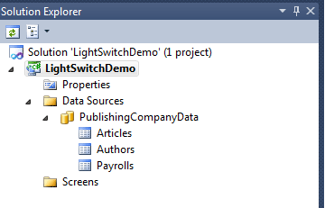 solution of LightSwitch 2011