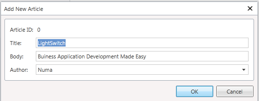 add new article in lightswitch