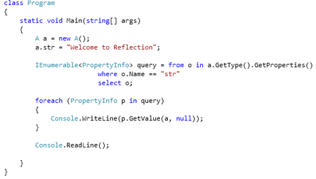 LINQ with refleaction in C#