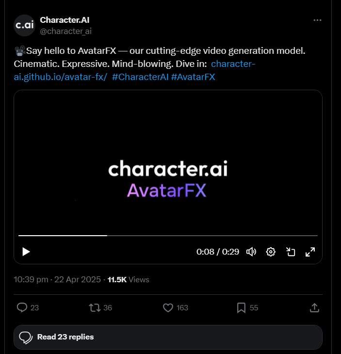 Character.AI - AvatarFX