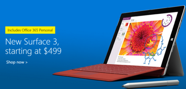 Microsoft Surface 3 Offers Office 365