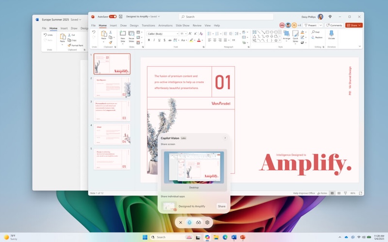 Copilot Vision on Windows with desktop share