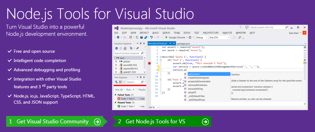Node Js Tools 1 1 Rc For Visual Studio 15 Available Now