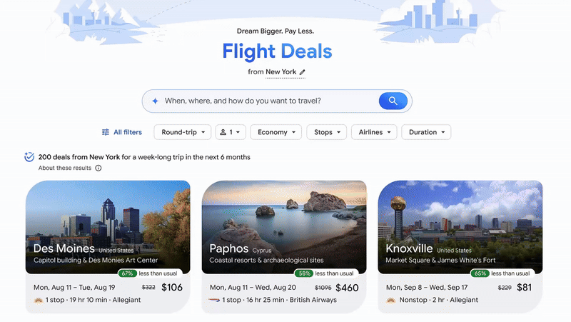Google Flights Deals