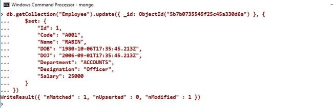 Insert, Update And Delete Document in MongoDB
