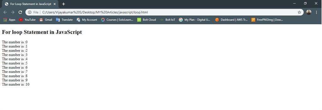 Looping Statements in JavaScript