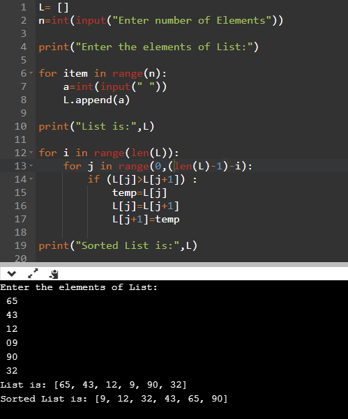 Bubble Sort in C# Console