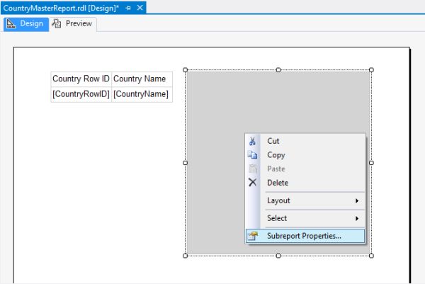 Subreport Properties