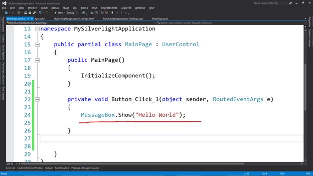 alert message on the click event