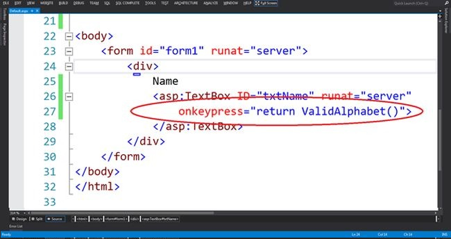 Limit the User to Typing Only Letters Into a TextBox Using JavaScript