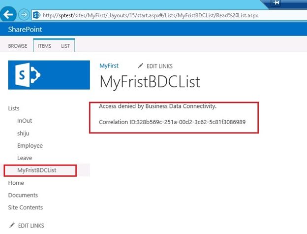 SharePoint site external list