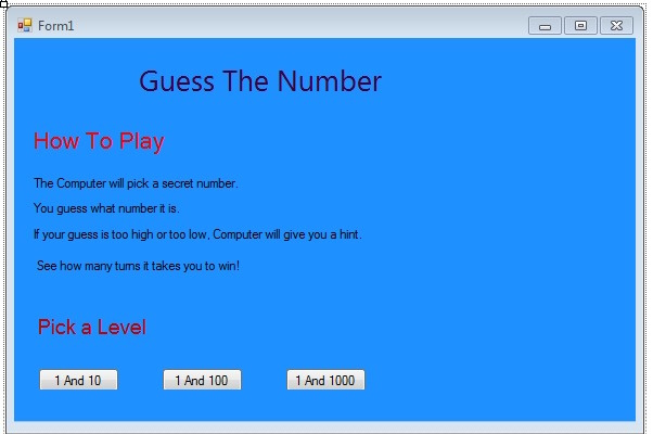 Guessing Game: Levels, Logic & Forms