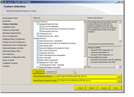 Feature-Selection in sql server