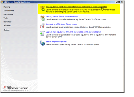 Installation-Options of sql server