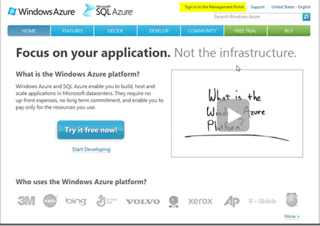 Windows Azure Management Portal