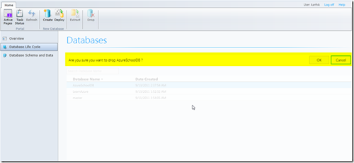 delete the database in SQL AzureQ2