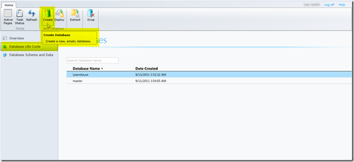 SQL Azure Q2 Ribbon button 