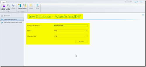 Database Name  in SQL Azure Q2