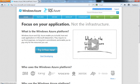 Windows azure Management portal