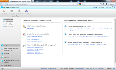 Windows azure portal created