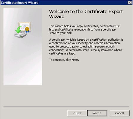 Export the Security Certificate Sharepoint