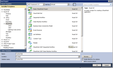 Create a SharePoint project