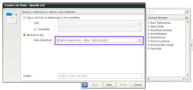 Select a site collection