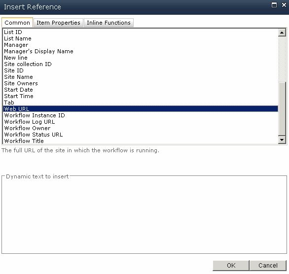 Select Web URL from Insert Reference