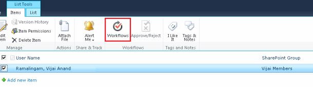 Workflows in the ribbon interface