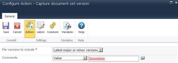 Choose file version to Capture in sharepoint