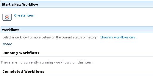 Creating item in workflow