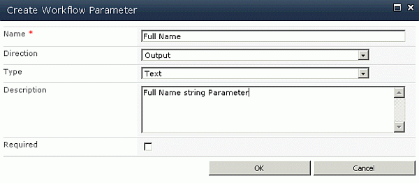 create new workflow parameter