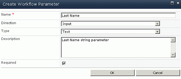 create workflow parameter