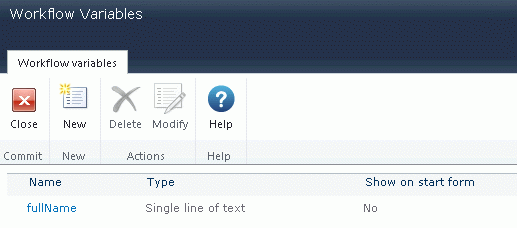 workflow Variables created