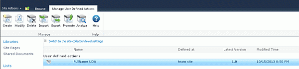 workflow team site level
