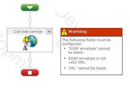 workflow warning message