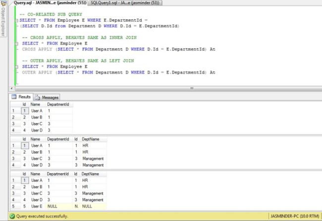 APPLY in SQL Server