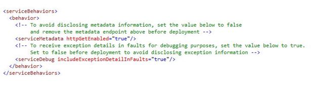 serviceBehaviors section 
