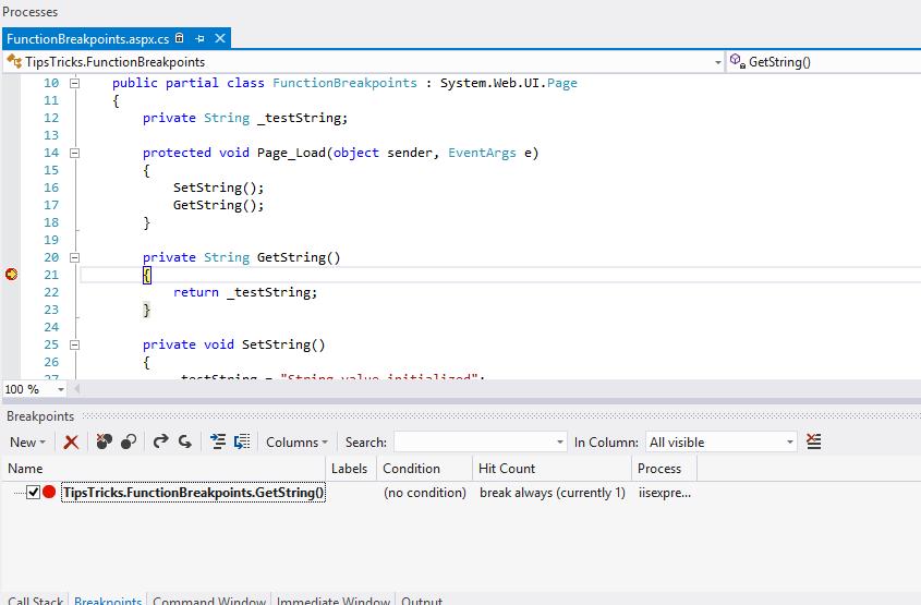 Function Breakpoint in Visual Studio