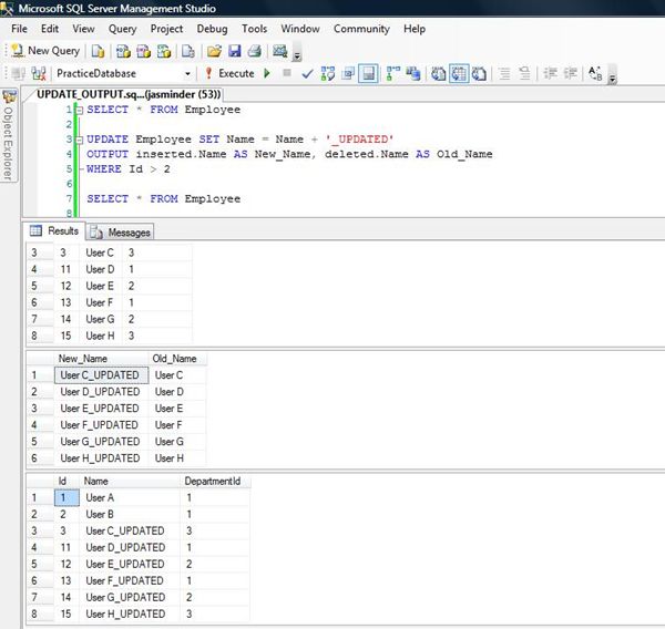 OUTPUT Clause in SQL Server