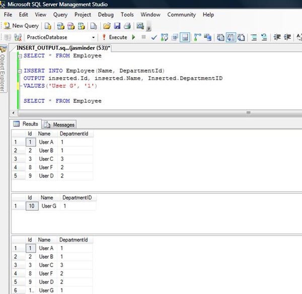 OUTPUT Clause in SQL Server