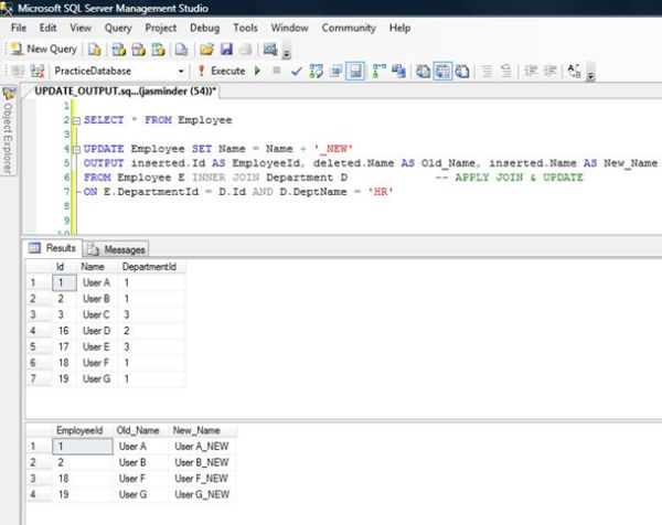 OUTPUT Clause in SQL Server