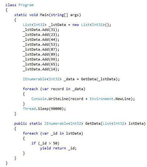Yield Keyword in C#