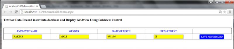 Insert Data in Database Using GridView Control