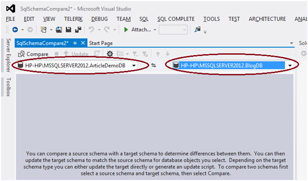 Visual Studio 2012 SQL Schema Comparison