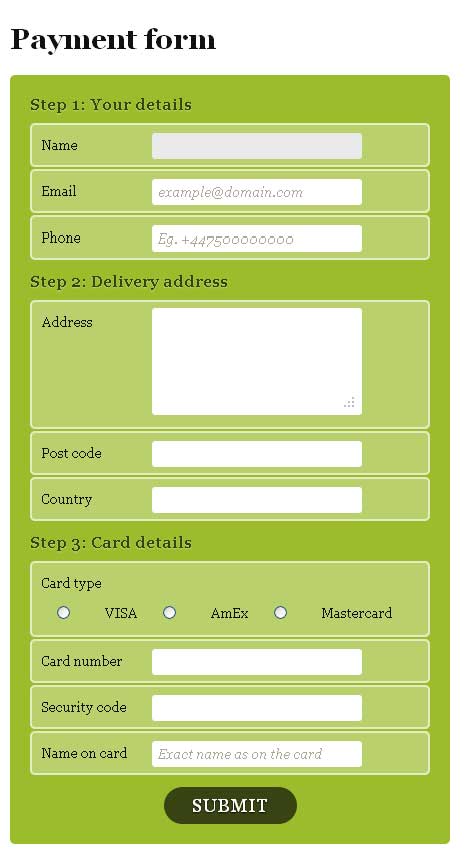 Create Form Using HTML 5 and CSS