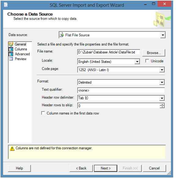 Import Data From A Text File Into SQL Server Database