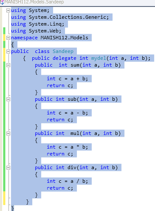 Using Dalegates in ASP.NET MVC
