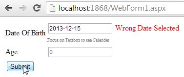 Server side validation on DOB