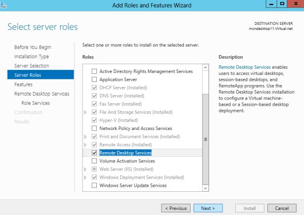 How to Install the Remote Desktop Services in Windows Server 2012
